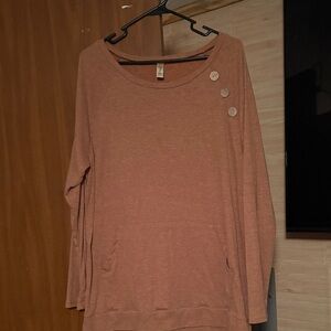 Women's Button-Detail Sweatshirt - Brown